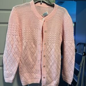 Classic Pink Knit Button-Front Sweater
